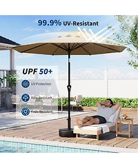 homfan 9Feet Outdoor Patio Umbrella With Protection, Crank And Push Button Tilt, 8 Sturdy Ribs, Sunshade For Garden Backyard Deck
