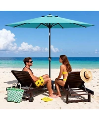 homfan 9Feet Outdoor Patio Umbrella With Protection, Crank And Push Button Tilt, 8 Sturdy Ribs, Sunshade For Garden Backyard Deck
