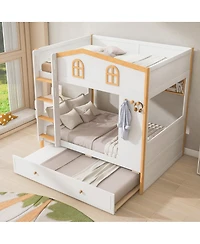 Streamdale Furniture Full over Full House Bunk Bed with Storage Shelves and Trundle