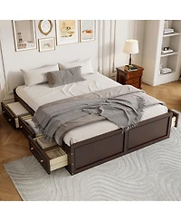 Streamdale Furniture Wood Queen Size Platform Bed Frame with 6 Drawers, Espresso