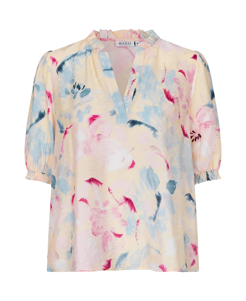 Masai Copenhagen Women's MaDanessa Floral-Print V-Neck Ruffle-Trim Blouse