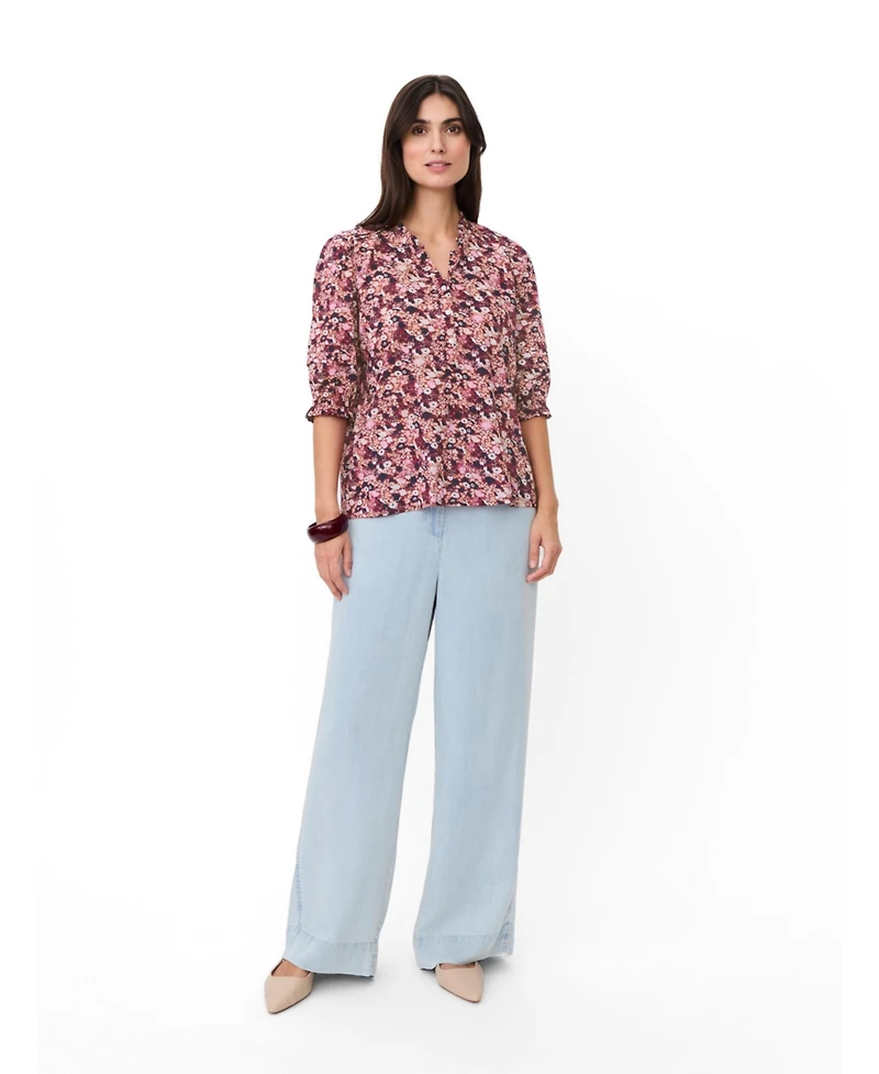 Masai Copenhagen Women's Mabrenitha Floral Mandarin Collar Blouse