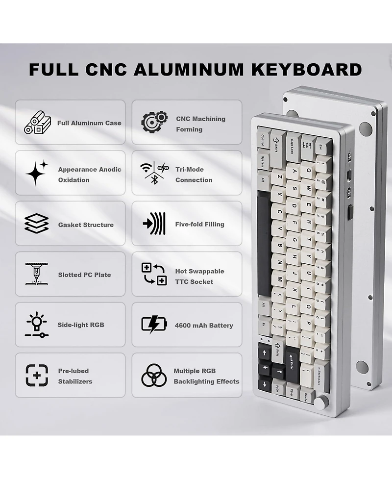 Lisen AL66 Wireless Mechanical Keyboard Compatible With Windows And Mac