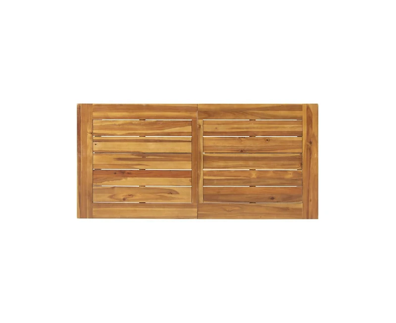 sumyeg Outdoor Acacia Wood Metal Base Dining Table with Teak Finish