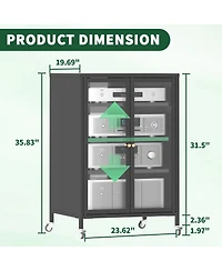 Boyel Living Tv Stand with Adjustable Shelves Tempered Glass Doors Steel Frame Wheels