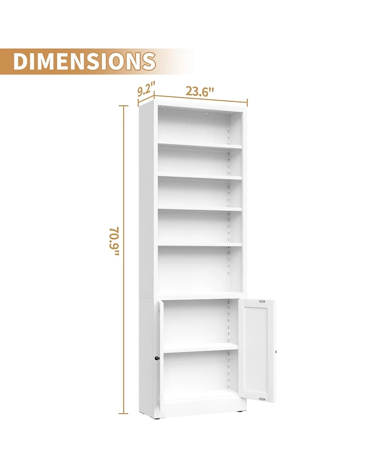 Boyel Living Industrial Modern Tall 5 Tier Adjustable Shelves Steel Bookshelf
