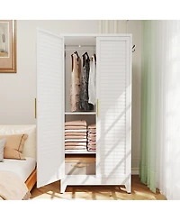 Boyel Living Metal Wardrobe with Adjustable Shelves Hanging Rod Quiet Doors