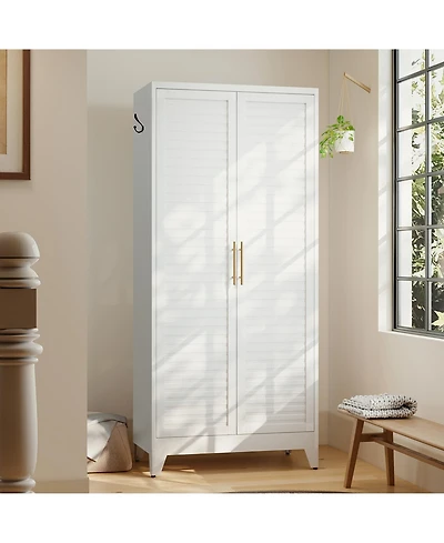 Boyel Living Metal Wardrobe with Adjustable Shelves Hanging Rod Quiet Doors