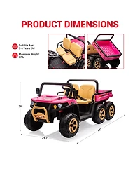 homfan 24V 2-Seater Ride-On Dump Truck 4WD with Remote Control, 110-Lb. Capacity, Ages 3–8