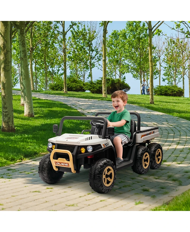 homfan 24V 2-Seater Ride-On Dump Truck 4WD with Remote Control, 110-Lb. Capacity, Ages 3–8