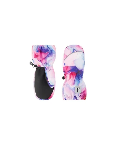 Deux par Deux Little and Big Girl(6-16) Play Winter Mittens Mauve Flower Print