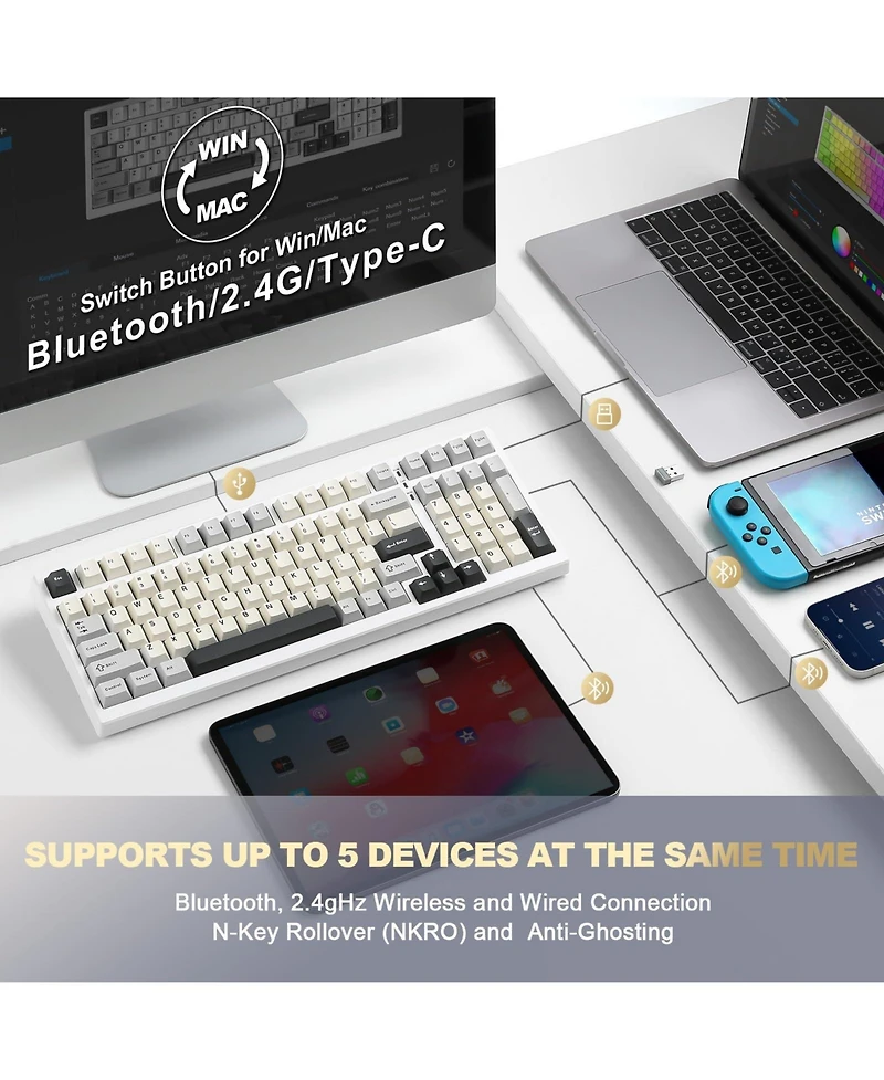Lisen YZ98 Wireless Hot-Swappable Mechanical Keyboard for Windows and Mac