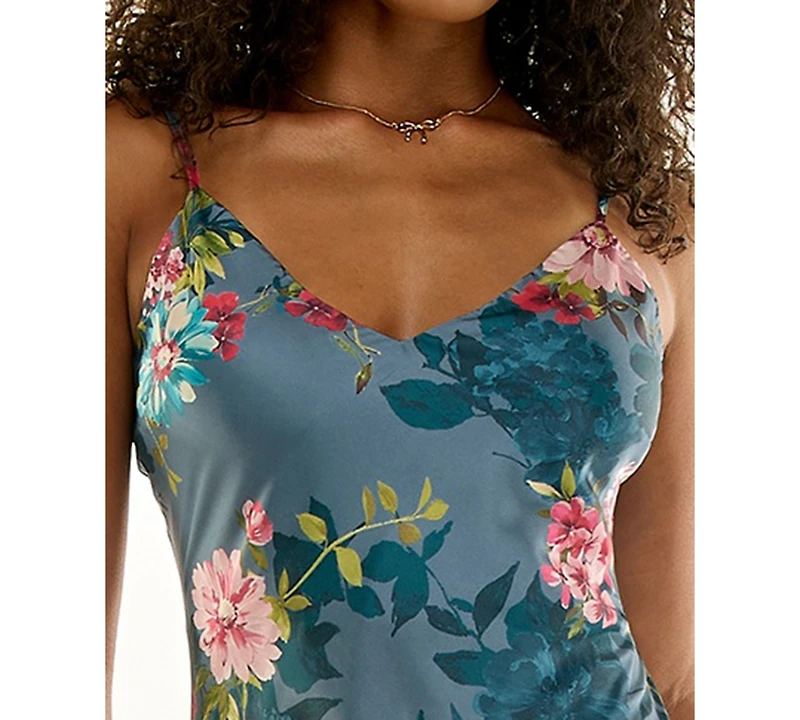 Katia Rae Juniors' V-Neck Floral Midi Slip Dress
