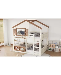 Streamdale Furniture House Bunk Bed With Bookshelf