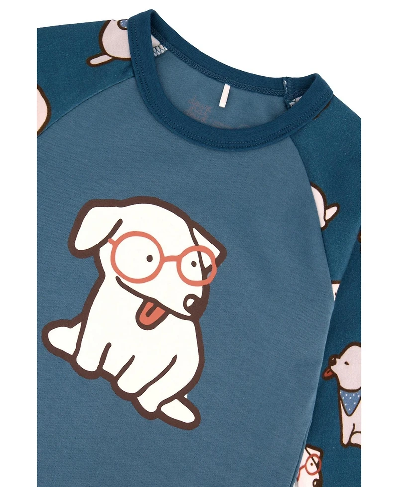 Deux par Kids & baby(2T-5T) Toddler Boy Cotton Two-Piece Pajama Set Turquoise Dog Print