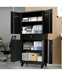 Boyel Living Garage Storage Cabinet with Drawer Pegboard Adjustable Shelves Locking Wheels