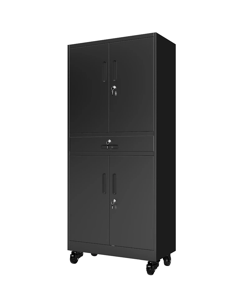 Boyel Living Garage Storage Cabinet with Drawer Pegboard Adjustable Shelves Locking Wheels