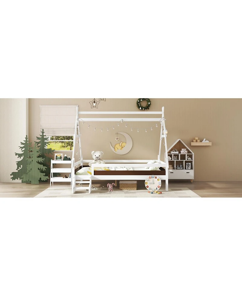 Streamdale Furniture Full House Platform Bed with Stairs