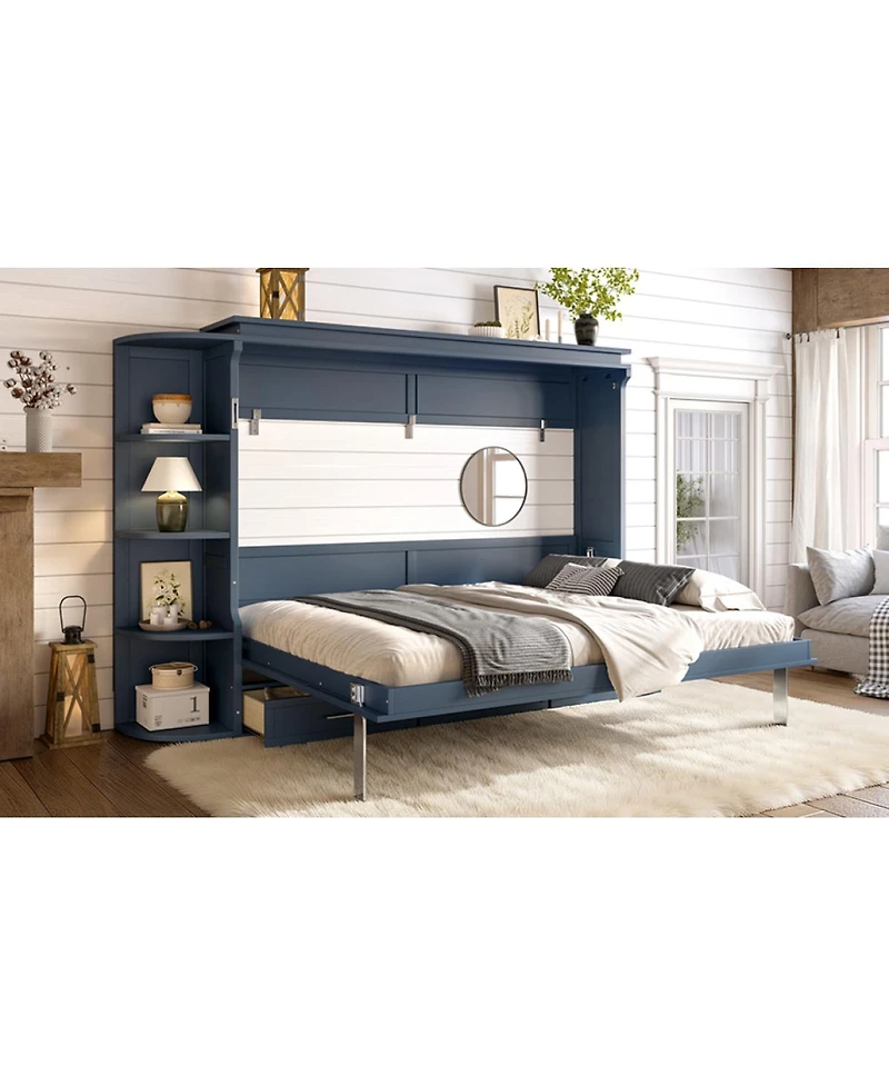 Streamdale Furniture Murphy Bed with Shelf, Cabinets, Drawers, Office Space Saver