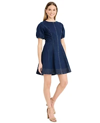 Maggy London Women's Denim Puff-sleeve Dress