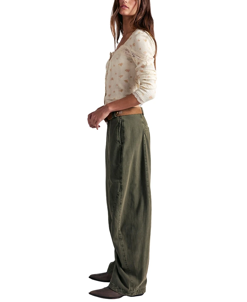 Free People Women's Mid-Rise Slouchy Barrel-Leg Trousers