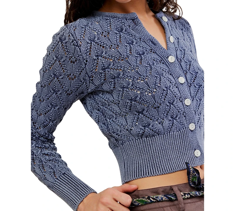 Free People Women's Pretty Pointelle Long-Sleeve Cardigan
