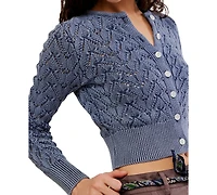 Free People Women's Pretty Pointelle Long-Sleeve Cardigan