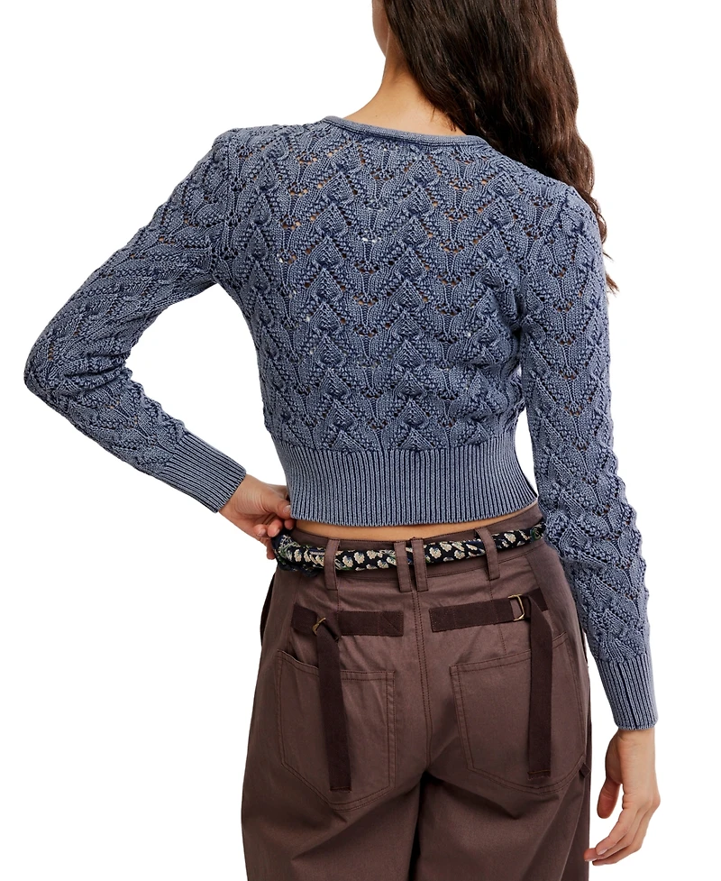 Free People Women's Pretty Pointelle Long-Sleeve Cardigan