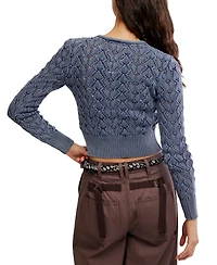 Free People Women's Pretty Pointelle Long-Sleeve Cardigan