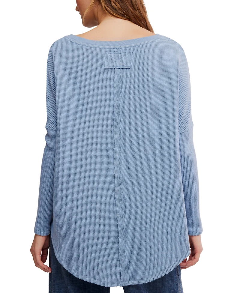 Free People Women's Latte Blues Thermal Long Sleeve Top