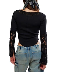 Free People Women's Seamless Smocked Boat Neck Long-Sleeve Top
