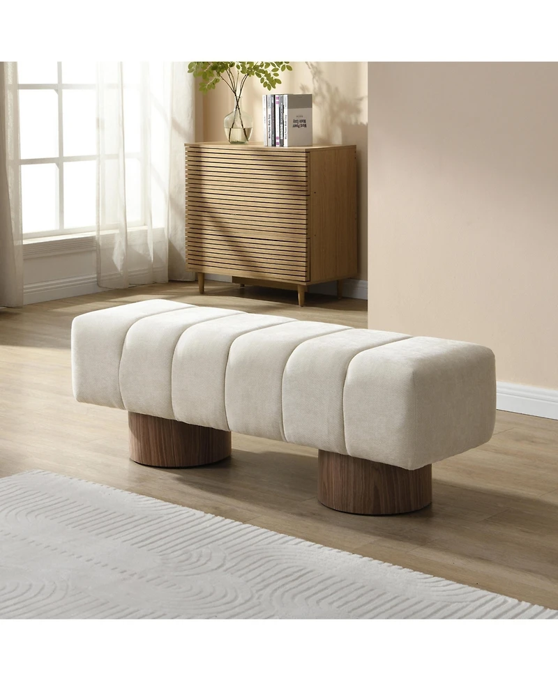 sumyeg Chenille Upholstered Dining Bench for Dining Room, Bedroom, Entryway or Living Room
