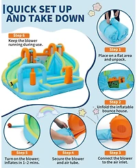 homfan 10-in-1 Oxford Cloth Inflatable Bounce House with Slide, Holds 2-3 Kids, Ages 3+
