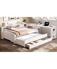 Streamdale Furniture Twin Daybed With Trundle, Storage, Shelves and Desk