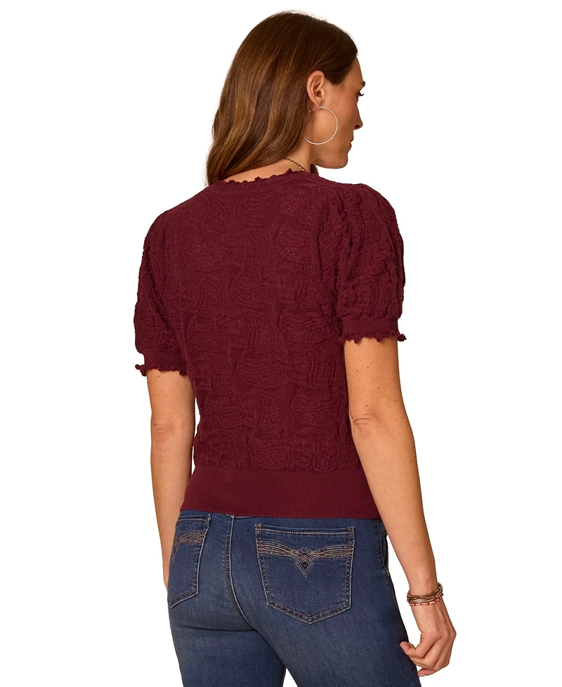 Democracy Women's Paisley-Jacquard V-Neck Sweater