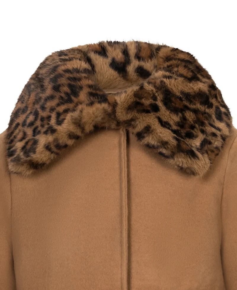 S Rothschild & Co Girls' 7-16 Long-Sleeve Bow Coat With Fur Collar