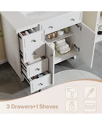 Tribesigns 36" Bathroom Vanity with Sink, Modern Bathroom Sink Cabinet with 3 Drawers and 2 Doors