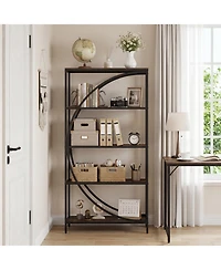 Costway 5-Tier Bookshelf, 65" Tall Industrial Etagere Bookcase with Half-Moon Shape