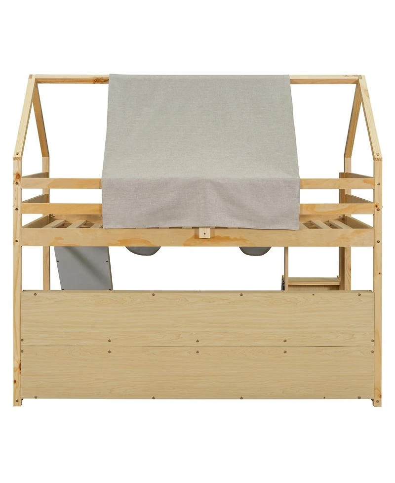 Streamdale Furniture Wooden Loft Bed House Frame with Tent