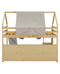 Streamdale Furniture Wooden Loft Bed House Frame with Tent