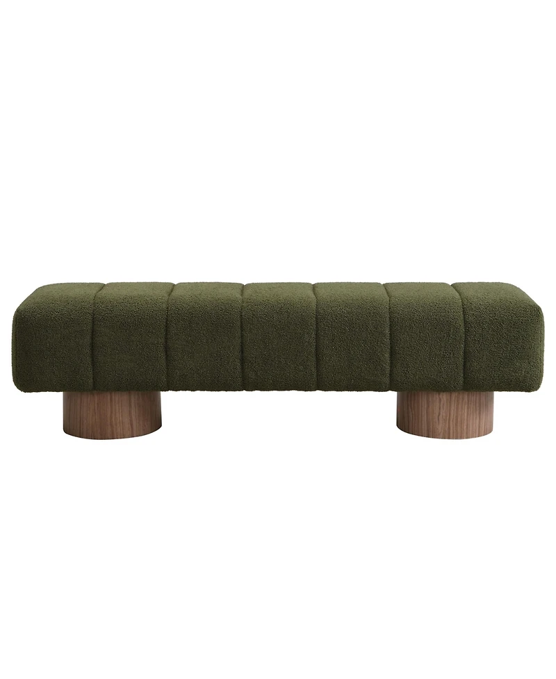 sumyeg Upholstered Dining Bench for Bedroom Entryway or Living Room with Boucle Fabric,300lbs Capacity