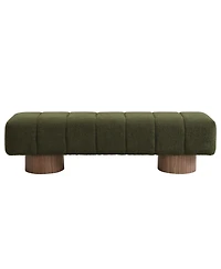 sumyeg Upholstered Dining Bench for Bedroom Entryway or Living Room with Boucle Fabric,300lbs Capacity