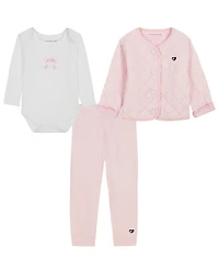 Tommy Hilfiger Baby Girls' Long-Sleeve Jacket, Bodysuit and Pants, 3-Piece Set