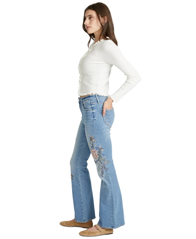Driftwood Women's Floral Needlepoint Embroidered Jeans