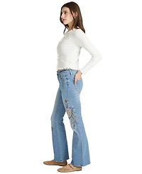 Driftwood Women's Floral Needlepoint Embroidered Jeans