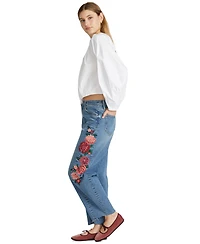 Driftwood Women's Rose Embroidered Mid-Rise Ankle Jeans
