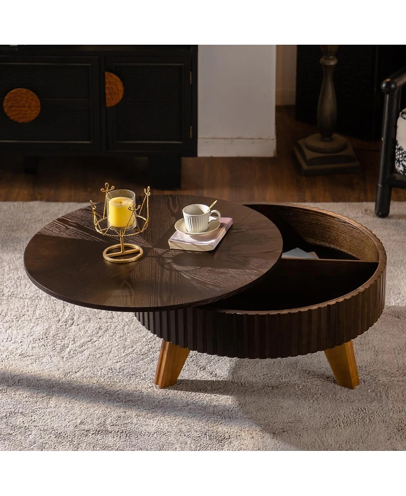 Streamdale Furniture 31.5'' Retro Round Coffee Table with Storage