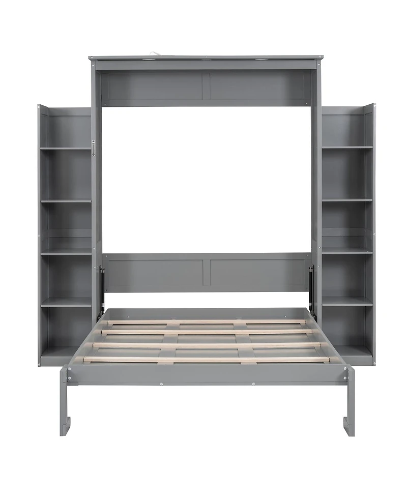 Streamdale Furniture Murphy Bed With Shelves and Led Lights