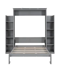Streamdale Furniture Murphy Bed With Shelves and Led Lights