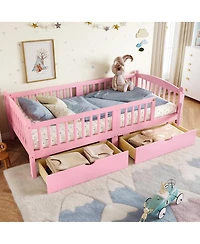 Streamdale Furniture Platform Bed with Storage and Guardrails